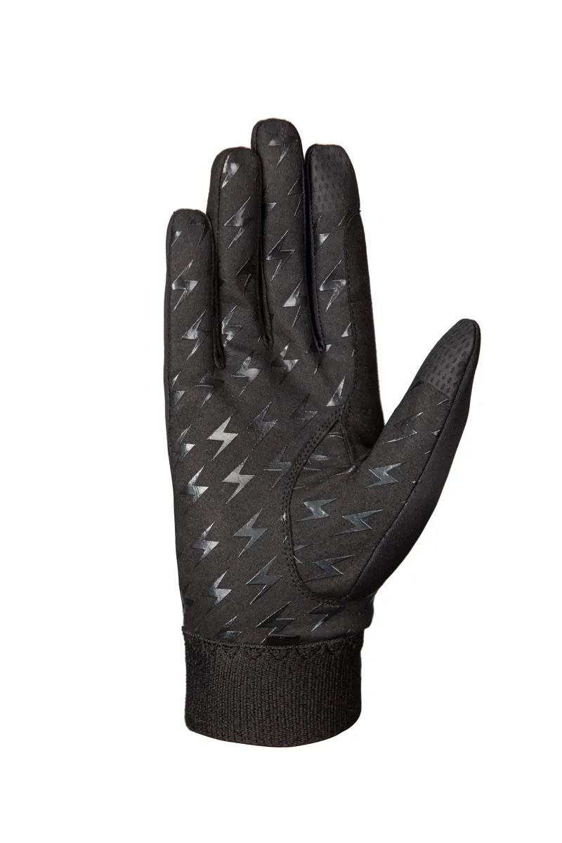 Hy Equestrian Silva Flash Riding Gloves - Black/Silver/Reflective-2
